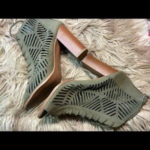 Army green lace up booties